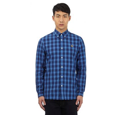 Fred Perry Blue button down check print shirt